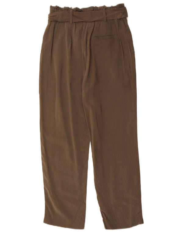 Zara Damen-Hosen mit hohem Bund und festem Bund, XS, B24, L25, Khaki, Viskose