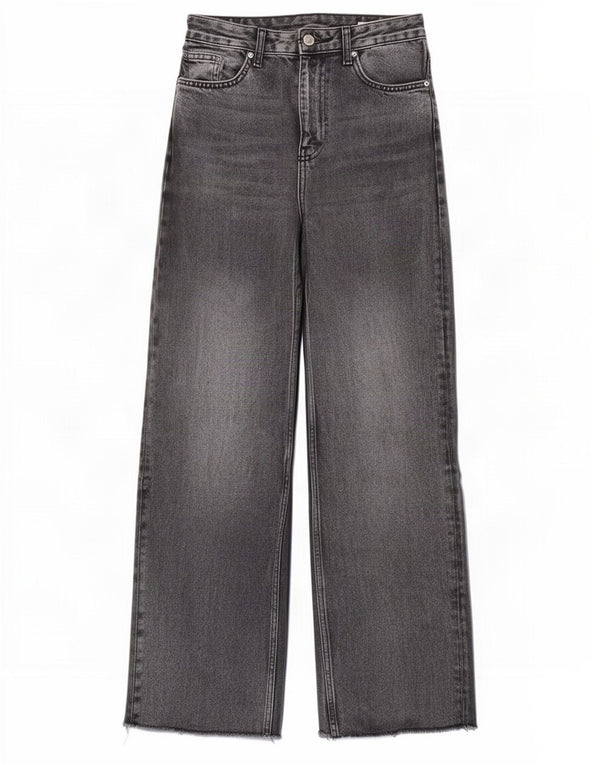 Zara Damen-Jeans mit hoher Taille und weitem Bein, EU 34, 2XS, W24, L31, graue Baumwolle
