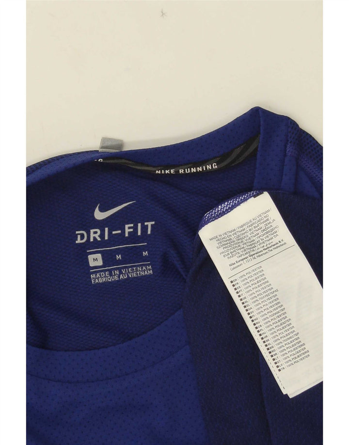 Nike Herren Dri Fit Grafik-T-Shirt-Oberteil aus mittelblauem Polyester
