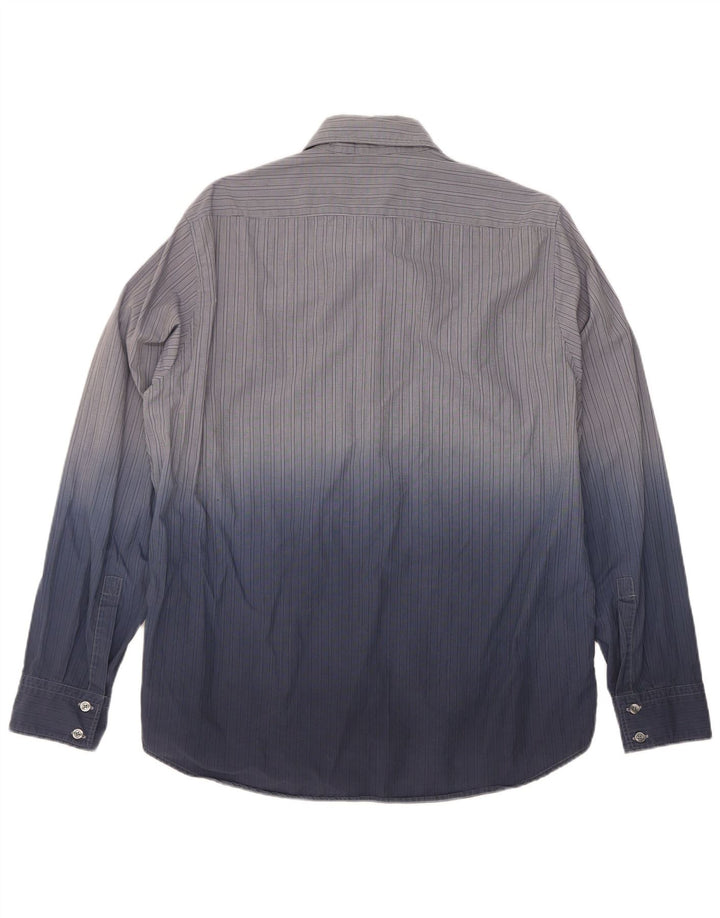 Hugo Boss Herrenhemd, groß, blaue Batik-Baumwolle