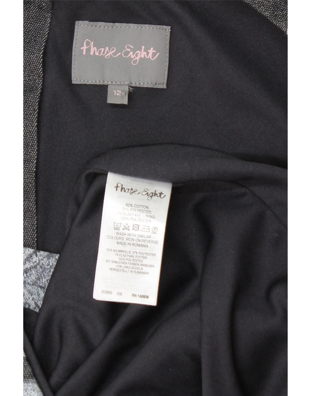 PHASE EIGHT Damen Ärmelloses Etuikleid UK 12 Mittelgraue geblümte Baumwolle