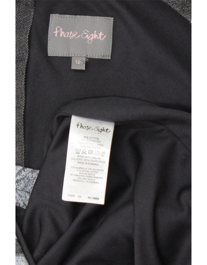 PHASE EIGHT Damen Ärmelloses Etuikleid UK 12 Mittelgraue geblümte Baumwolle