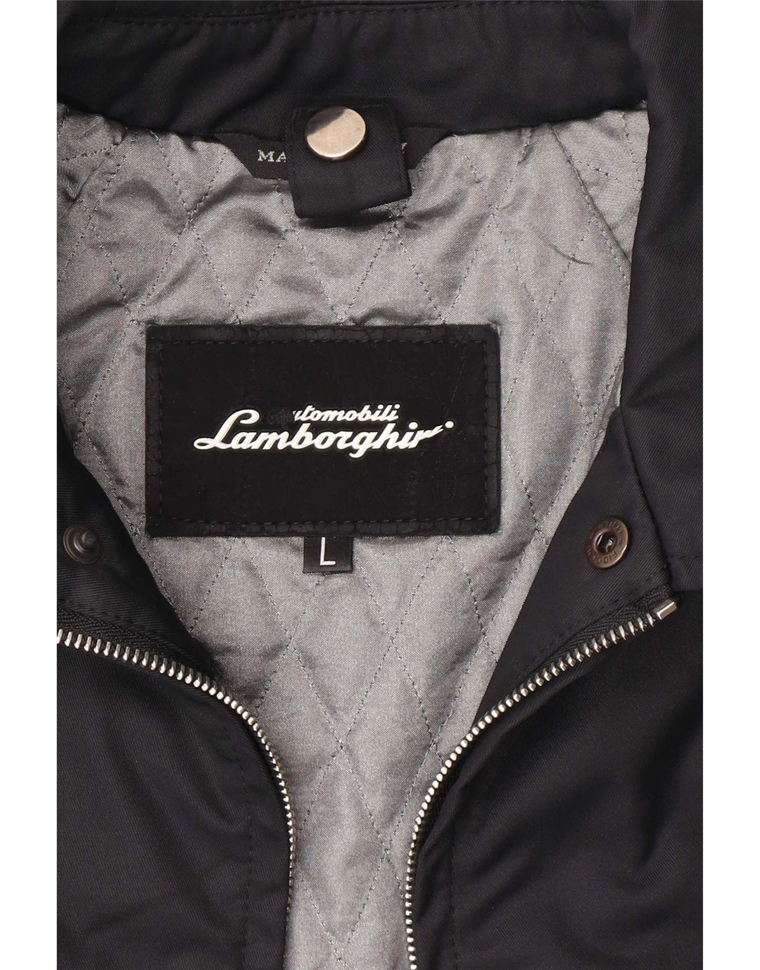 Lamborghini Herren Grafik wattierte Jacke UK 40 Large Schwarz Polyamid