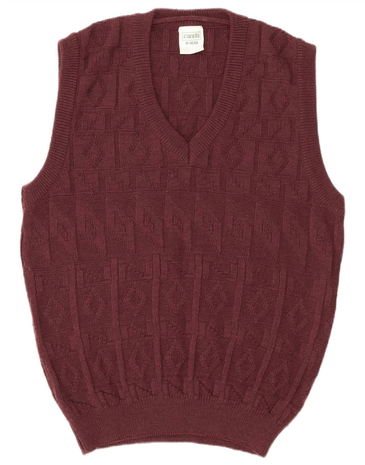 CANDA Herren-Tanktop, EU 48/50, mittleres Burgunderrot, Argyle/Diamant-Acryl