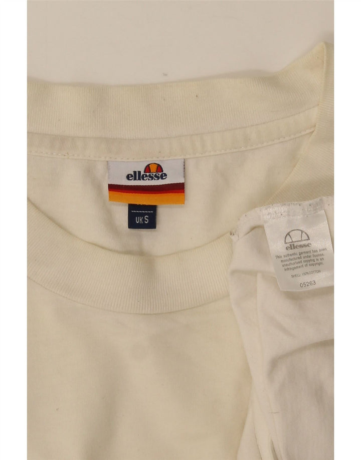 Ellesse Herren-T-Shirt mit Grafik, Größe S, cremefarbene Baumwolle