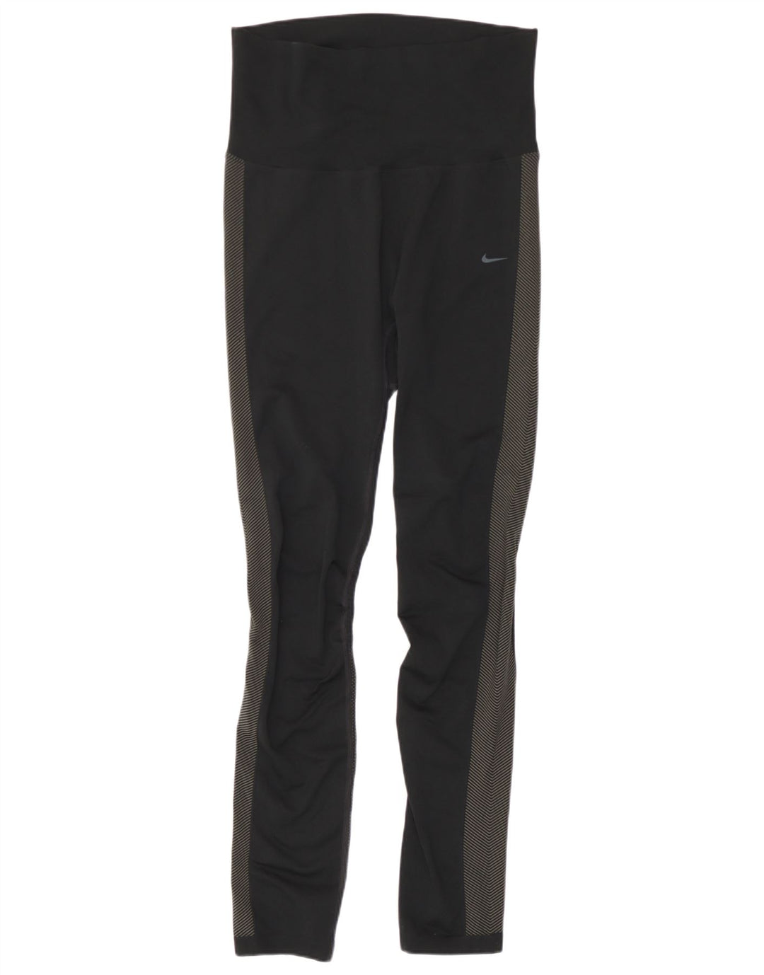 Nike Damen Dri Fit Leggings UK 12 Mittelschwarzes Colourblock-Polyester