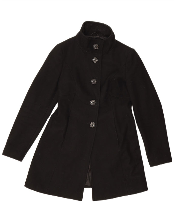 Benetton Damen Mantel IT 44 Mittelschwarze Wolle