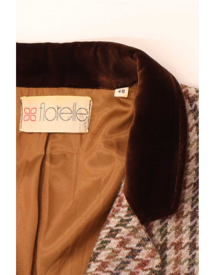 Vintage Damen 5-Knopf-Blazerjacke IT 46 Großer mehrfarbiger Hahnentritt