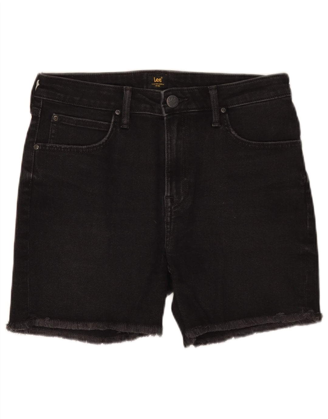 Lee Damen Boyfriend-Jeansshorts W27 Small aus schwarzer Baumwolle