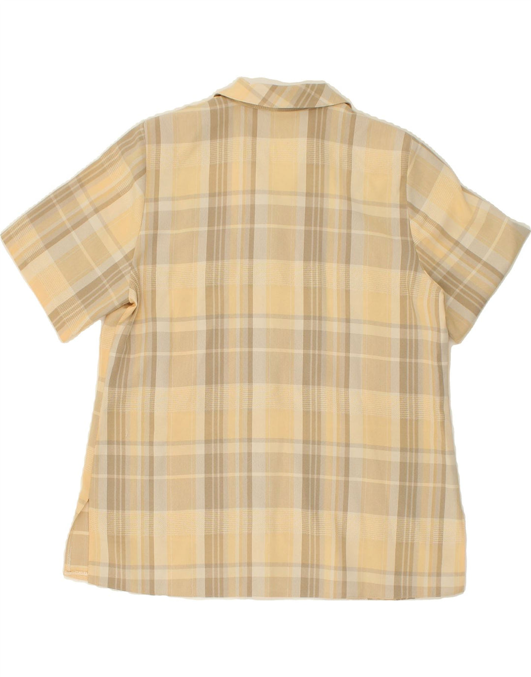 VINTAGE Womens Short Sleeve Shirt UK 16 Large Beige Check Vintage Vintage and Second-Hand Vintage from Messina Hembry 