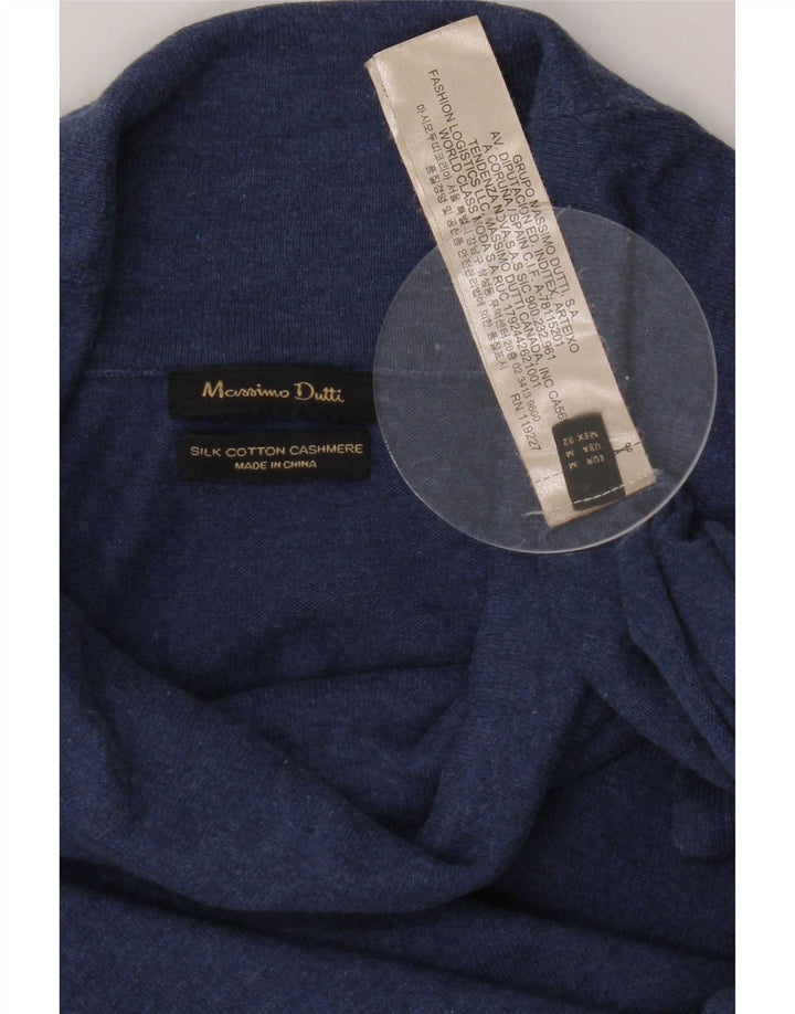 Massimo Dutti Rollkragenpullover für Damen, UK 12, mittelblaue Seide