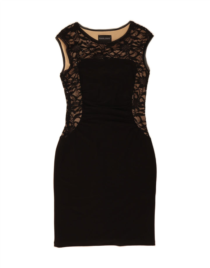 FRANK LYMAN Womens Sleeveless Sheath Dress UK 12 Medium Black Polyester Vintage FRANK LYMAN and Second-Hand FRANK LYMAN from Messina Hembry 