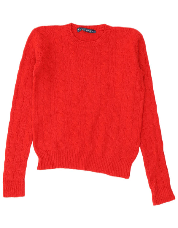 Ralph Lauren Mädchen-Pullover mit Rundhalsausschnitt, 9–10 Jahre, rote Wolle