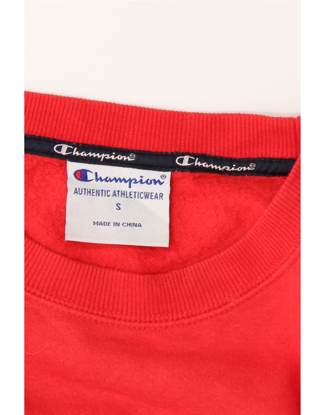 CHAMPION Mens Graphic Sweatshirt Jumper Small Red Cotton Vintage Champion and Second-Hand Champion from Messina Hembry 