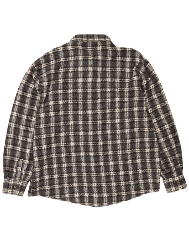 European Project Herren-Flanellhemd 2XL, grau karierte Wolle