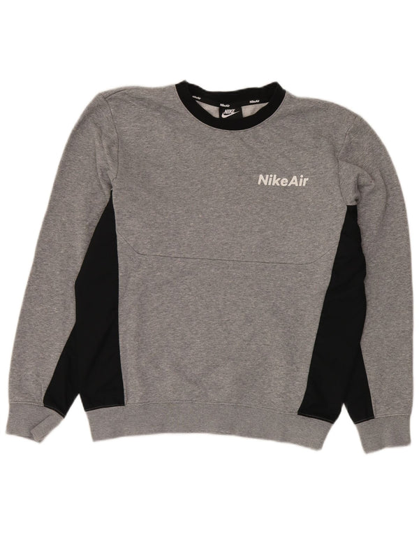 Nike Mens Sweatshirt Jumper Small Grey Colourblock Polyester