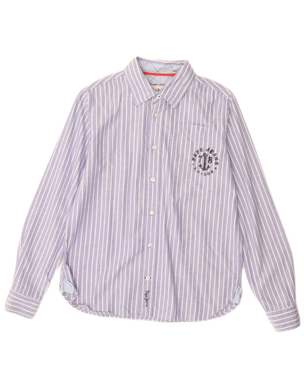 PEPE Jeans Jungen-Hemd, 13–14 Jahre, blau gestreift, Baumwolle
