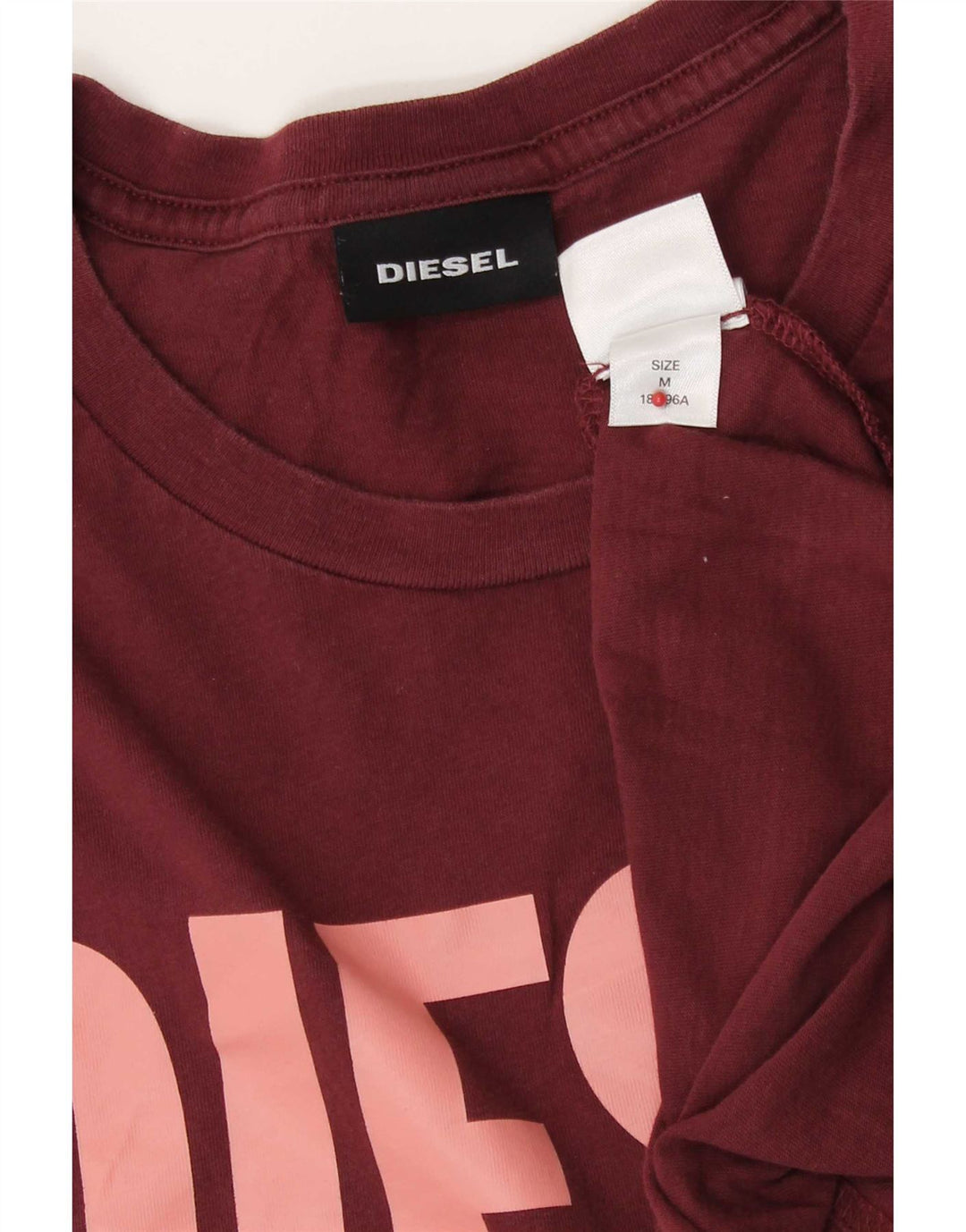 Diesel Herren Grafik-T-Shirt-Oberteil aus mittlerer burgunderroter Baumwolle