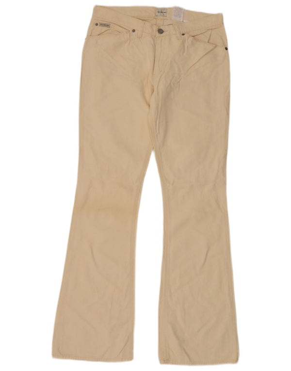 CALVIN KLEIN Womens Flared Jeans W31 L34 Beige Cotton