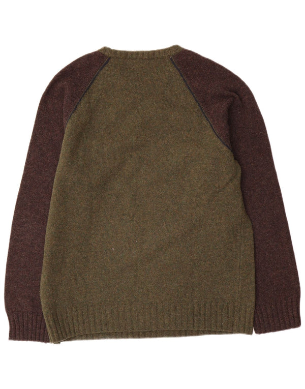 Armani Jeans Herren-Pullover mit Rundhalsausschnitt, 2XL, Khaki, Farbblock