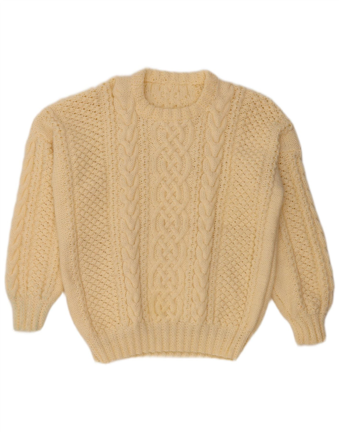 VINTAGE Damen-Pullover mit Rundhalsausschnitt, Gr. 14, groß, gebrochenes Weiß