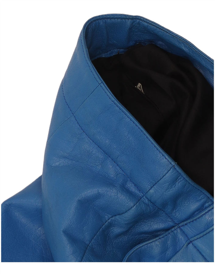Vintage Damen Lederhose mit Klammern IT 44 Medium W26 L30 Blau