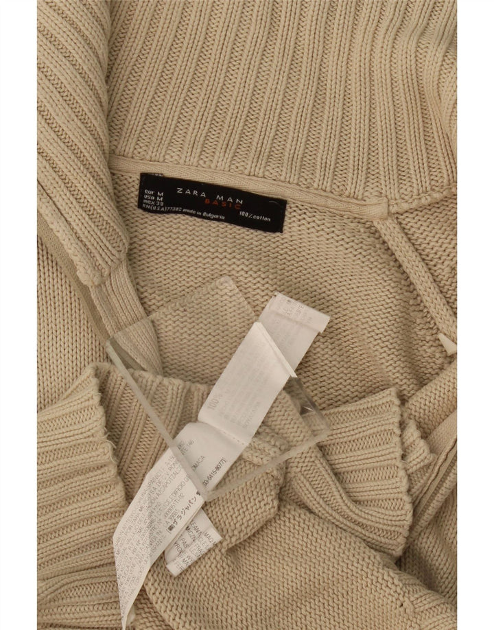 ZARA Herren-Cardigan, mittelbeige Baumwolle