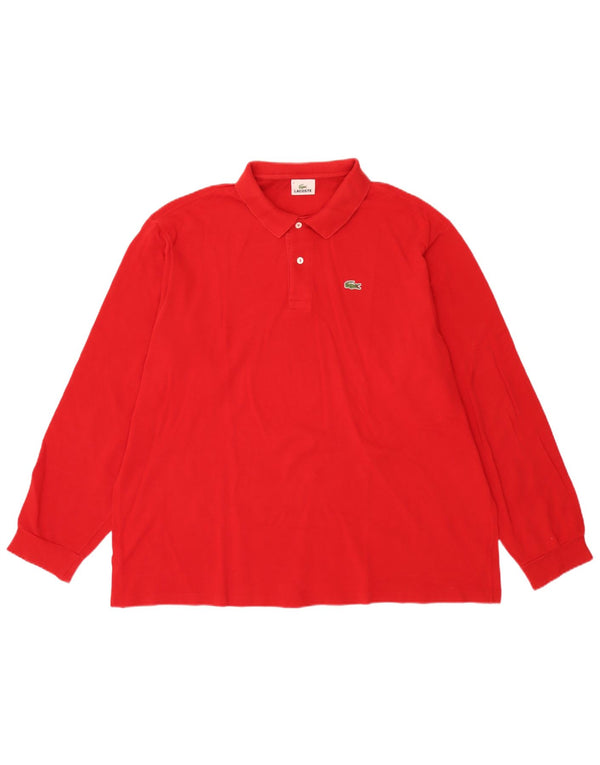 Lacoste Herren-Langarm-Poloshirt, Größe 8 3XL, rote Baumwolle