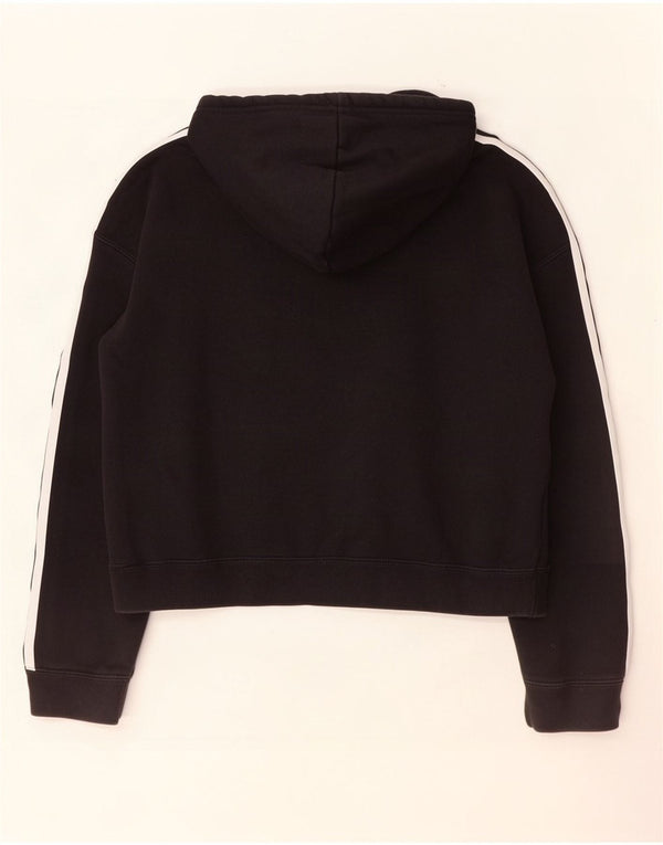 Adidas Damen Crop Oversized Hoodie Pullover UK 8 Small Schwarz Baumwolle
