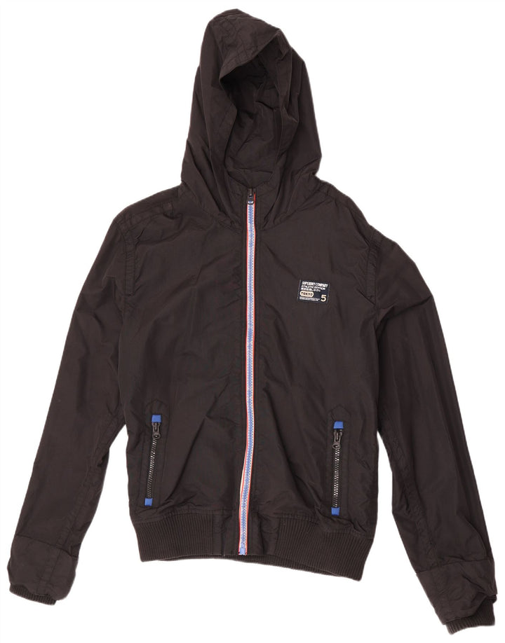 Superdry Herren Bomberjacke mit Kapuze, UK 46 2XL, schwarzes Nylon
