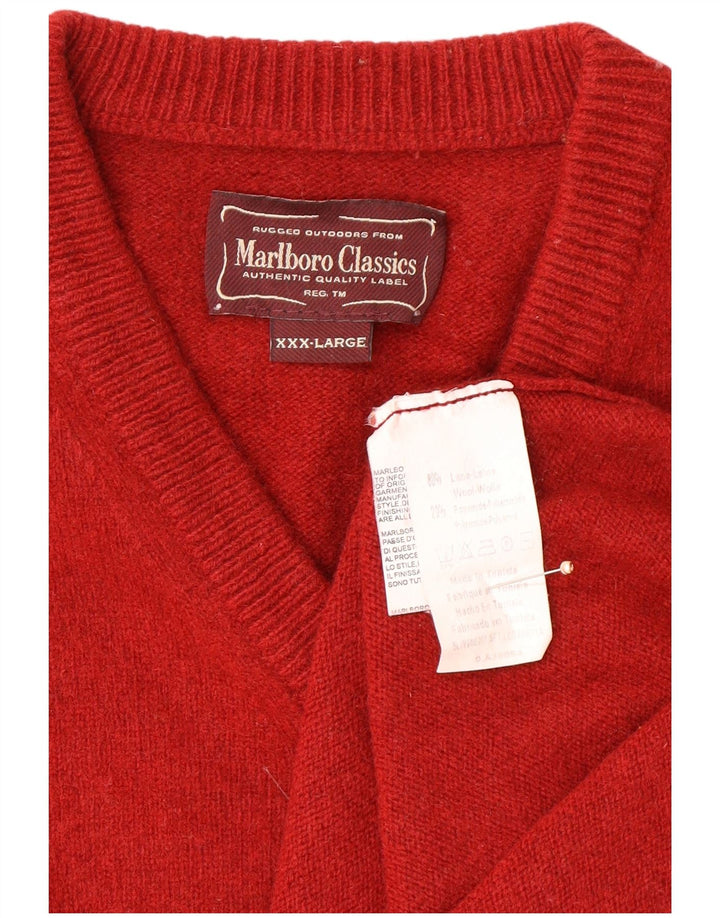 MARLBORO CLASSICS Damen-Pullover mit V-Ausschnitt, 3XL, rote Wolle