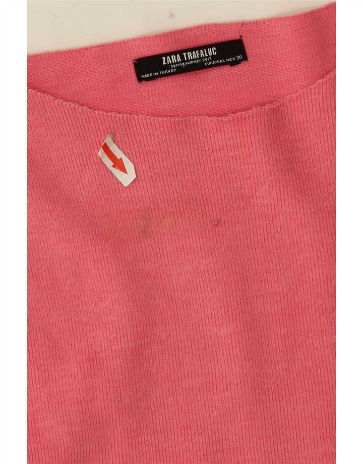 Zara Damen-Oversize-Oberteil, langärmlig, UK 16, Größe L, Rosa, Baumwolle