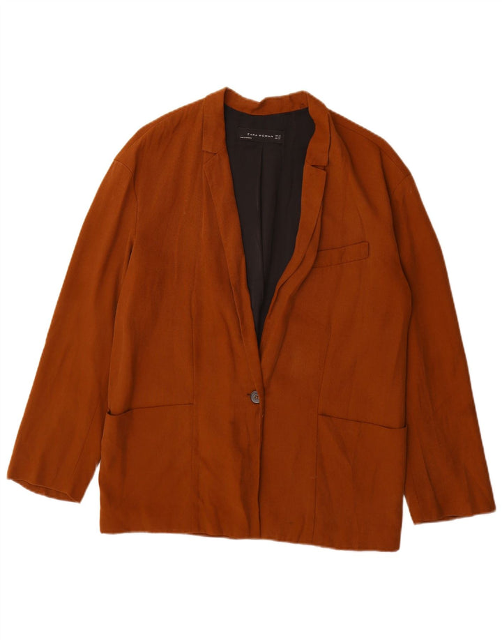 Zara Damen 1-Knopf-Übergröße-Blazerjacke UK 6 XS Braun