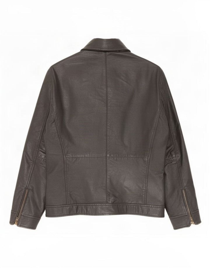 Only & Sons Herren Leder Bikerjacke UK 40 Large Schwarz