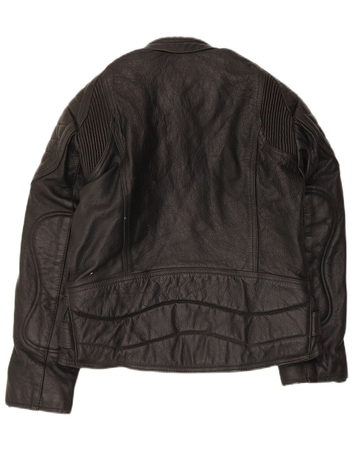 SKINTAN Damen Leder Racer Jacke UK 10 Small Schwarzes Leder