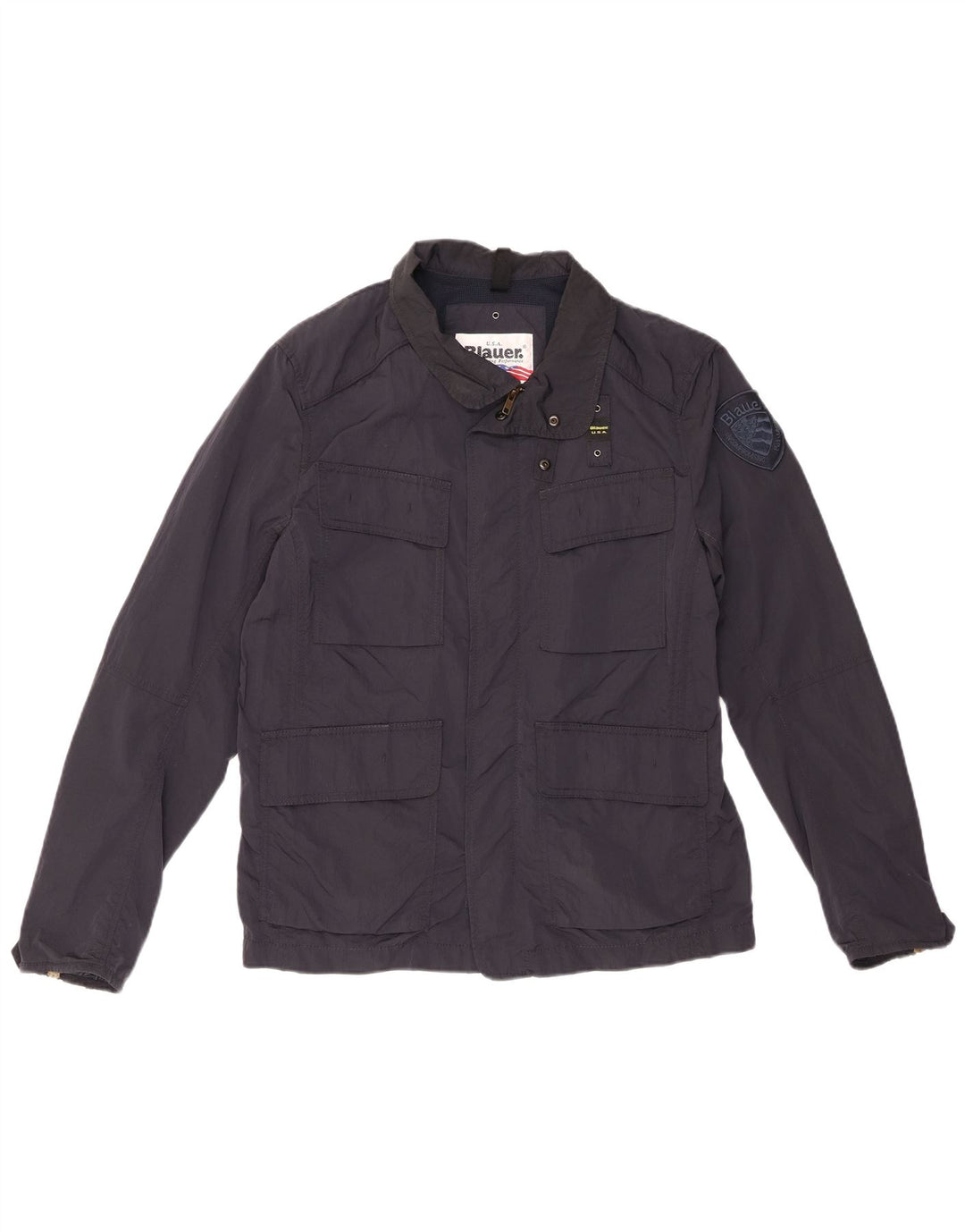 Blauer Herren-Utility-Jacke UK 40 Large Marineblau Polyamid
