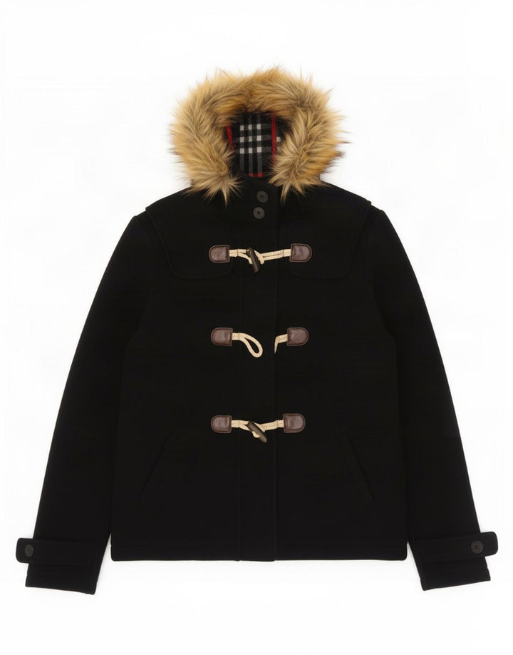 Fat Face Damen-Dufflecoat mit Kapuze, UK 10, Größe S, marineblaue Wolle
