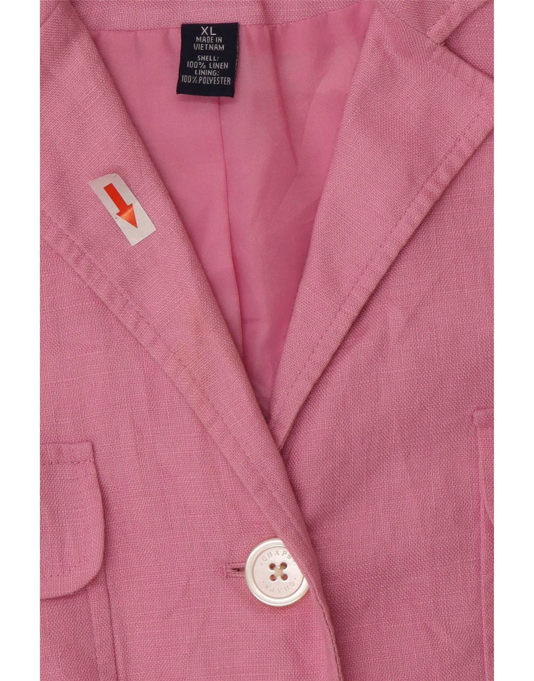 Chaps Damen-Blazerjacke mit 4 Knöpfen und 3/4-Ärmeln, UK 18, XL, Rosa, Leinen