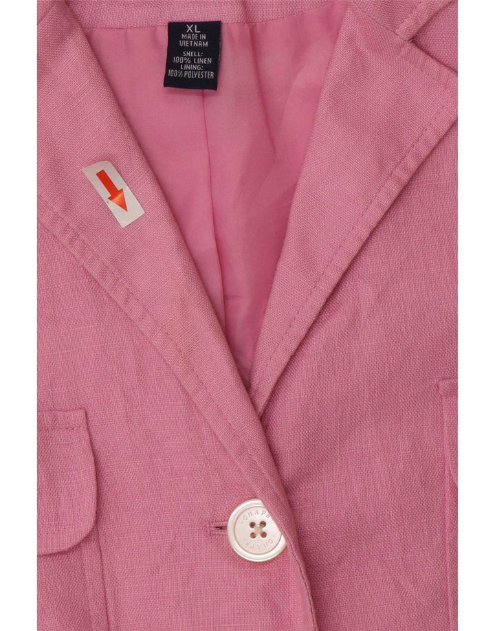 Chaps Damen-Blazerjacke mit 4 Knöpfen und 3/4-Ärmeln, UK 18, XL, Rosa, Leinen