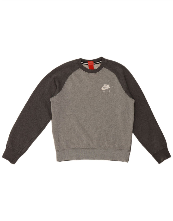 Nike Herren-Sweatshirt-Pullover, klein, graue Farbblock-Baumwolle