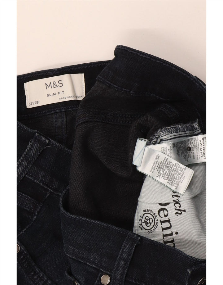 Marks & Spencer Herren Slim Jeans W34 L29 Marineblau Baumwolle