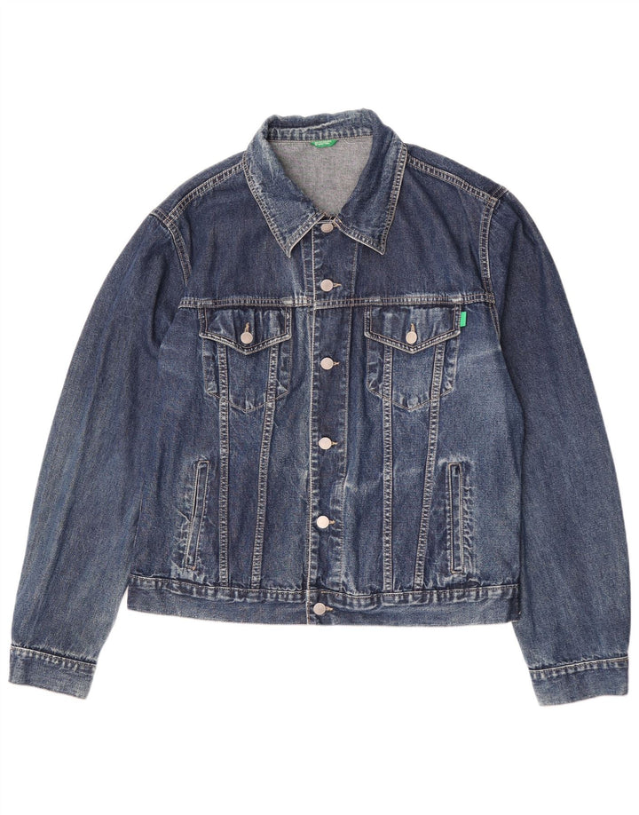Benetton Herren Jeansjacke UK 42 XL Blaue Baumwolle