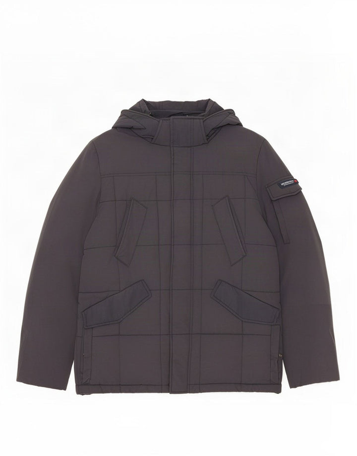 Woolrich Herren-Jacke mit Kapuze, gepolstert, UK 40, Größe L, marineblaues Nylon