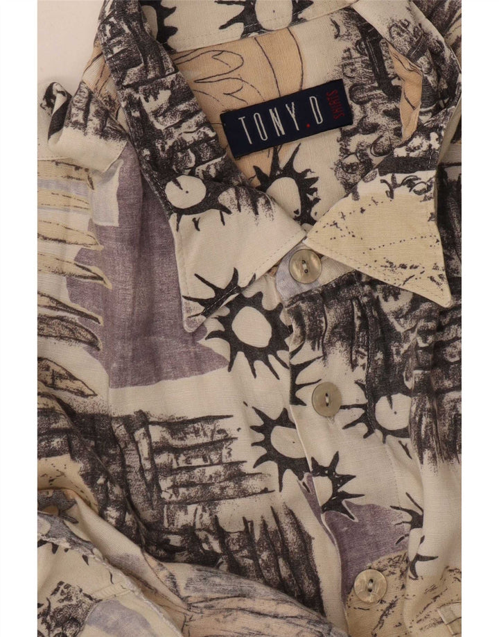 Tony. D Herren Kurzarmhemd XL Beige Geometrisch