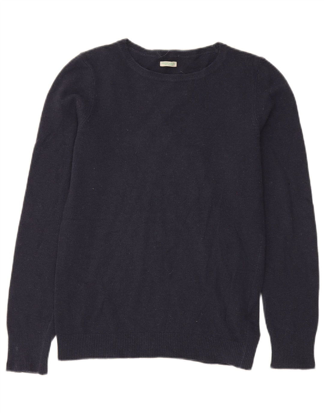 BENETTON Herren-Pullover mit U-Boot-Ausschnitt, klein, marineblaue Schurwolle
