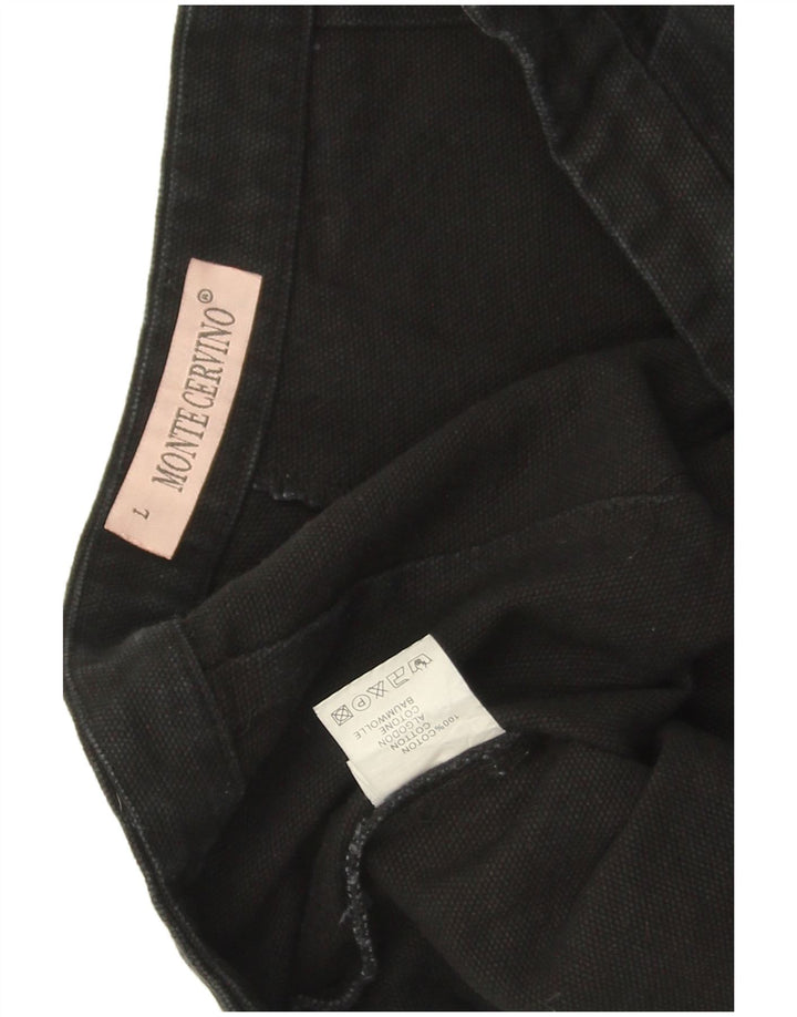 Vintage Damen Chino-Shorts mit Grafik, groß, W30, schwarze Baumwolle