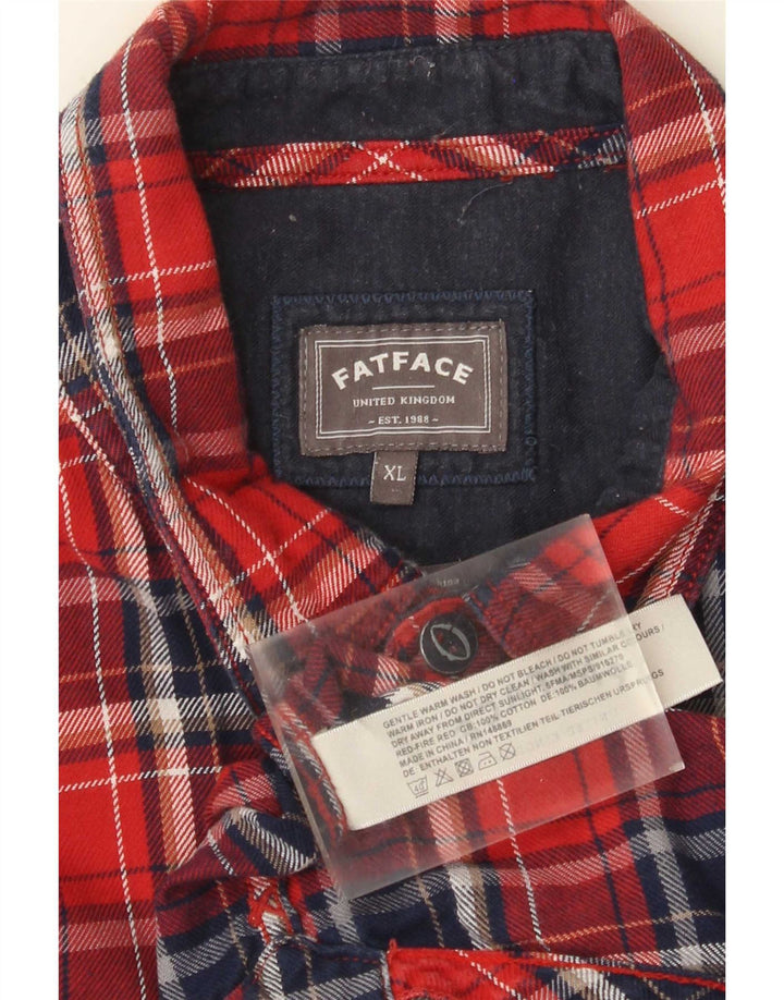 Fat Face Herren-Flanellhemd XL, rot kariert, Baumwolle
