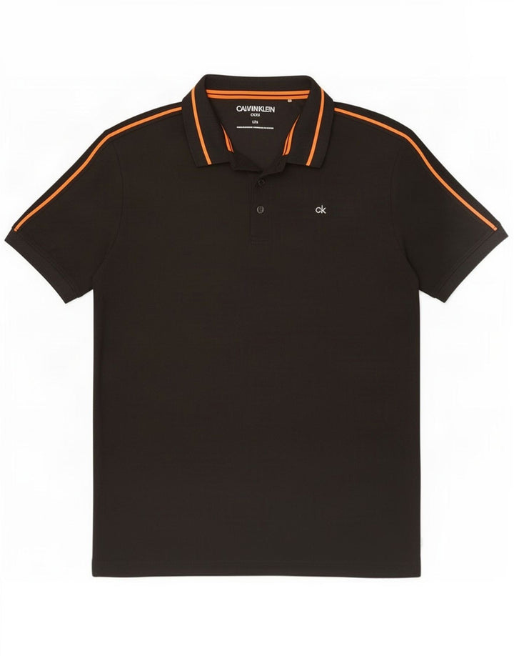 Calvin Klein Herren Golf-Poloshirt, groß, schwarz, Polyester