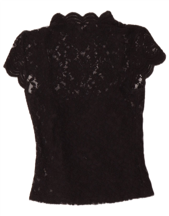 Zara Spitzenblusenoberteil für Damen, Größe S, Größe S, Schwarz, Blumenmuster, Polyester