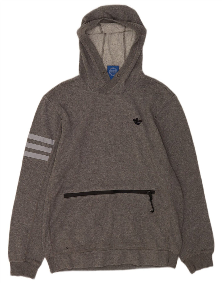 Adidas Herren Kapuzenpullover Mittelgrau gefleckte Baumwolle